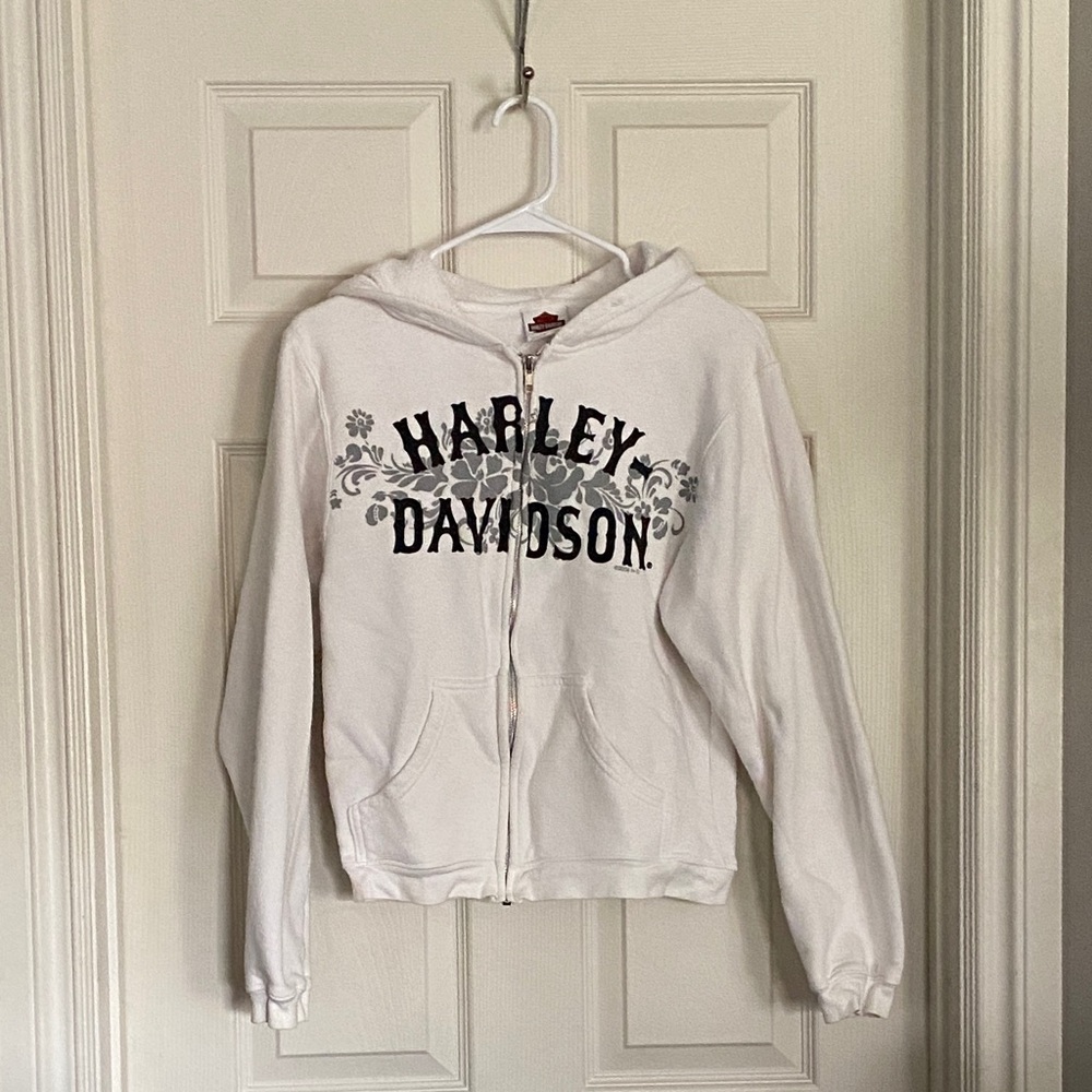 Harley-Davidson White Zip-Up Hoodie